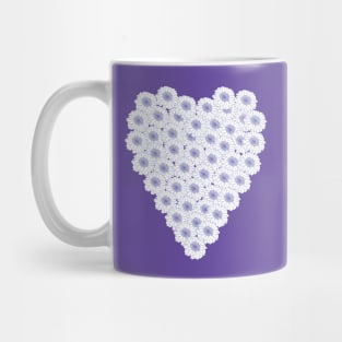 Periwinkle Blue and White Floral Heart Valentines Day Mug